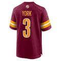 W.Commanders #3 Cade York Burgundy CONTON Game Jersey