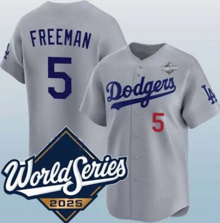 Los Angeles Dodgers #5 Freddie Freeman Gray CONTON 2025 World Series Limited Stitched Jersey
