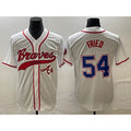 Atlanta Braves #54 Max Fried White CONTON Cool Base With Patch Stitched Jersey 2