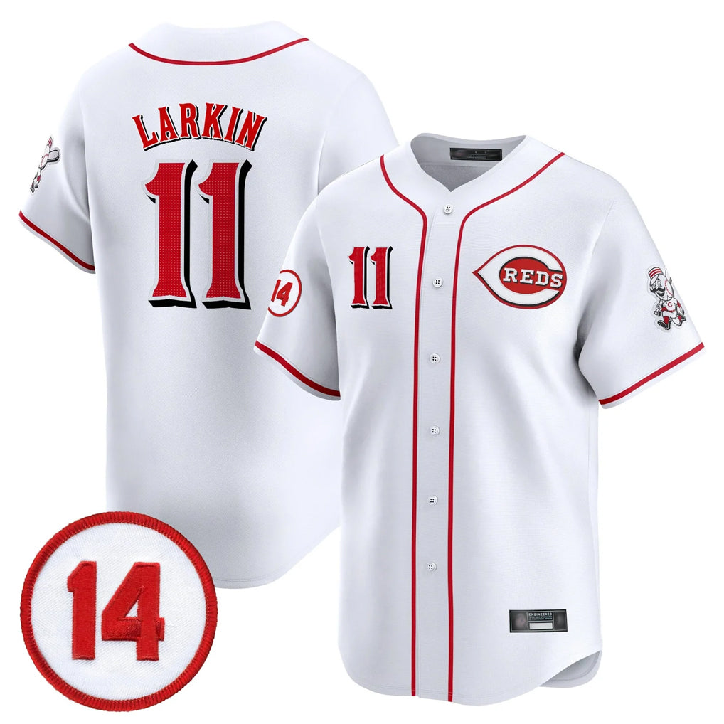 Cincinnati Reds #11 Barry Larkin Player White CONTON Vapor Premier Limited Home Stitched Jerseys