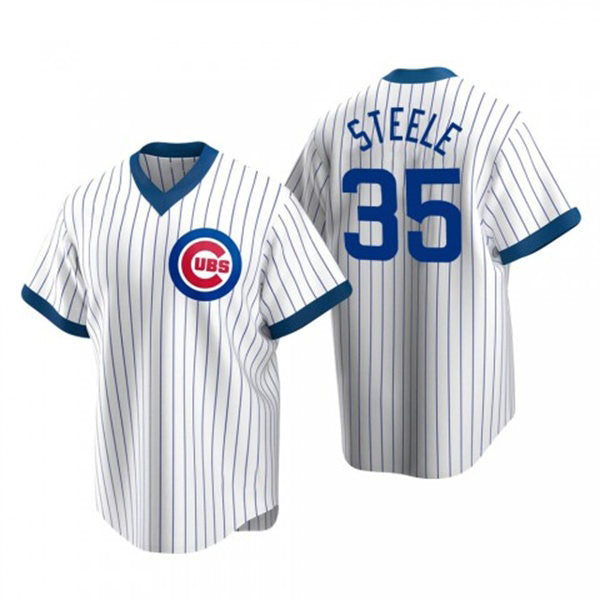 Chicago Cubs #35 Justin Steele White CONTON Pullover Cooperstown Jersey