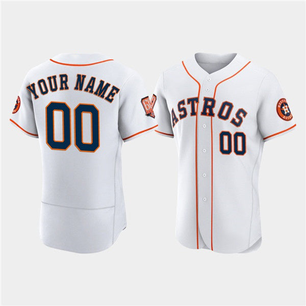 Custom Houston Astros Active Player White CONTON 60th Anniversary Flex Base Stitched Jersey