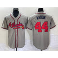 Atlanta Braves #44 Hank Aaron Grey CONTON Stitched Cool Base Jersey