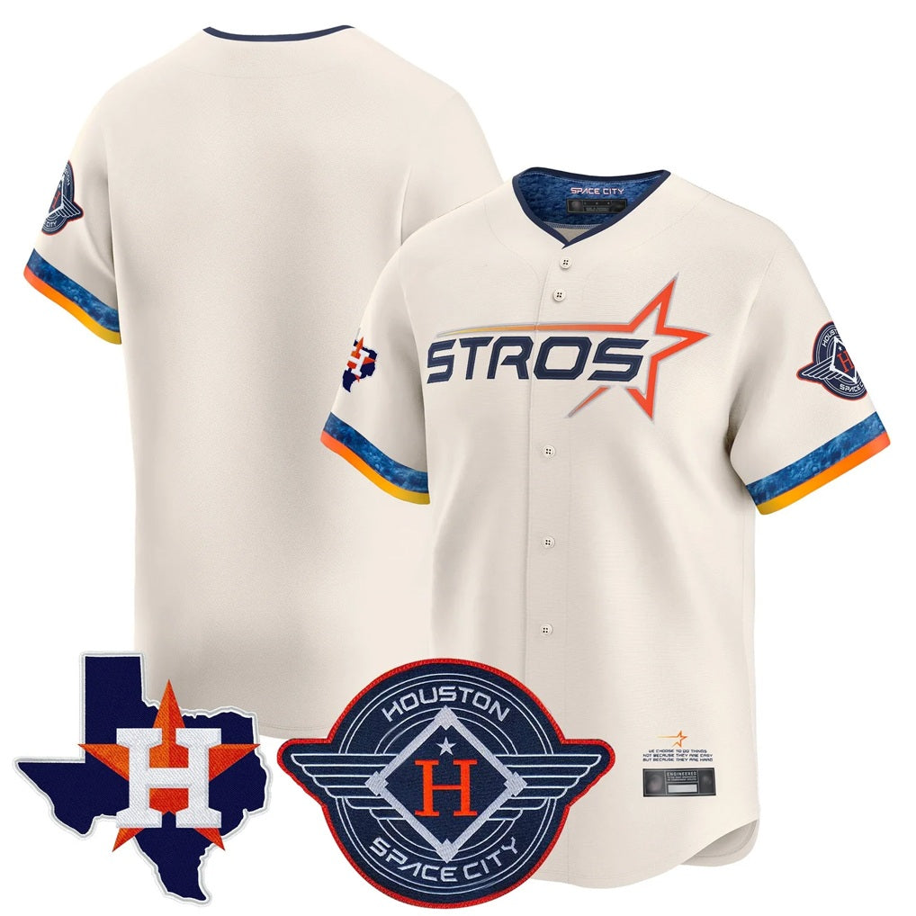 Houston Astros Blank Player Cream CONTON City Connect Texas Patch Vapor Premier Limited Home Stitched Jerseys