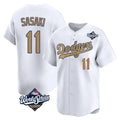 Los Angeles Dodgers #11 Roki Sasaki Player White Gold CONTON World Series Collection Limited Home Stitched Jerseys