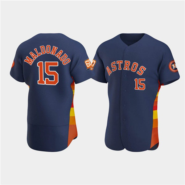 Houston Astros #15 Mart¨ªn Maldonado Navy CONTON 60th Anniversary Flex Base Stitched Jersey