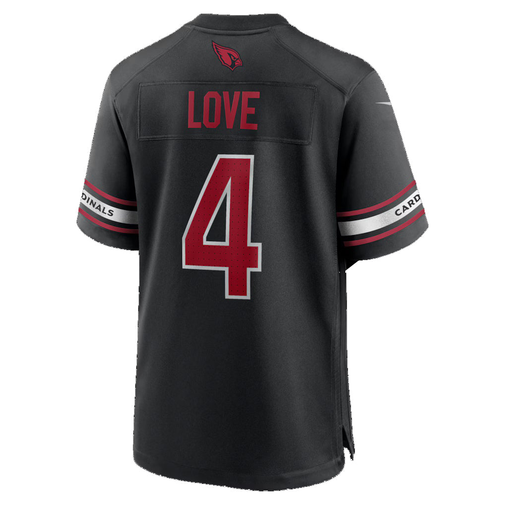 A.Cardinals #4 Jeremiyah Love Black CONTON Alternate Game Player Jersey