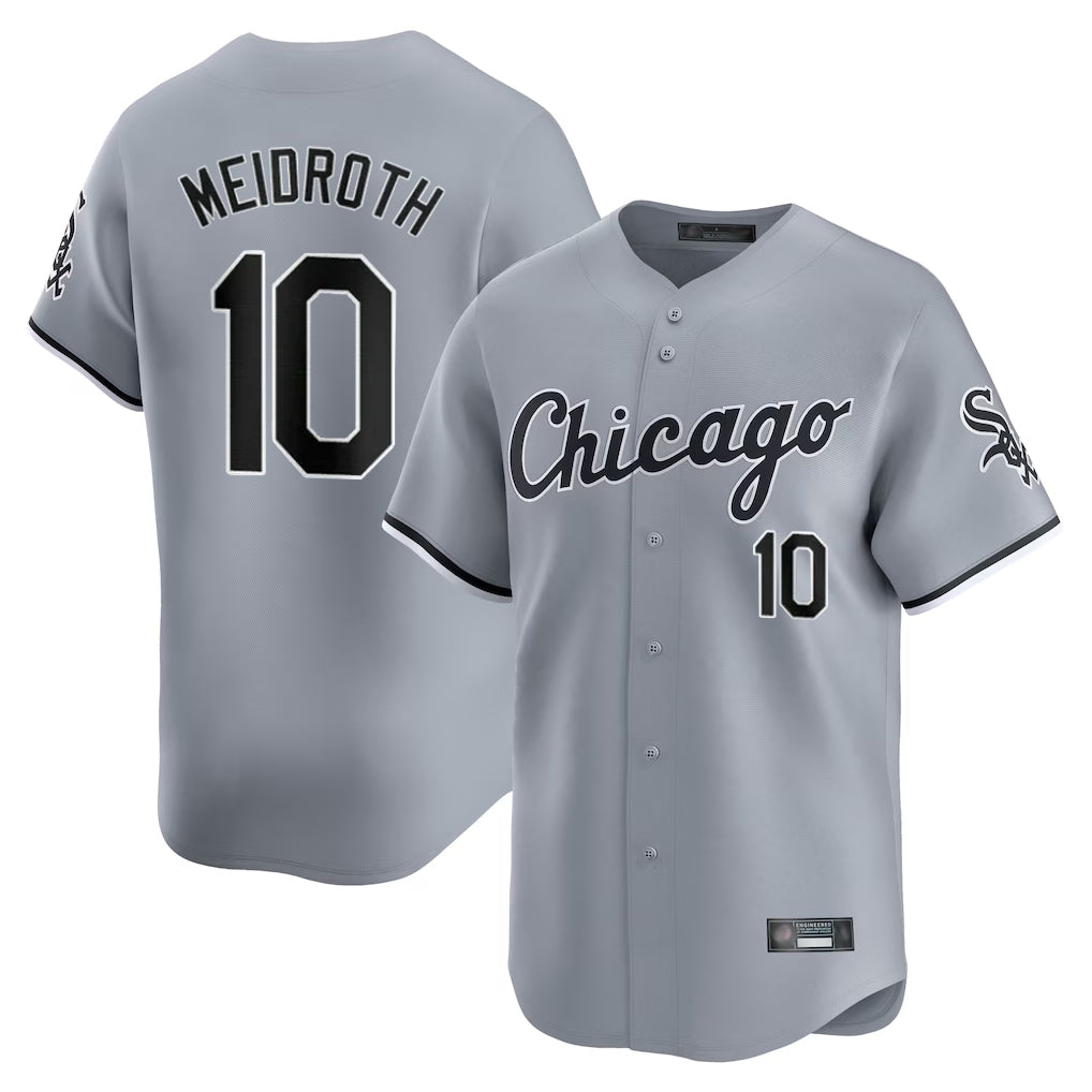 Chicago White Sox #10 Chase Meidroth Player Gray CONTON Road Limited Home Stitched Jerseys