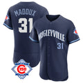 Chicago Cubs #31 Greg Maddux Player Navy CONTON City Connect 150th Anniversary Limited Elite Home Stitched Jerseys