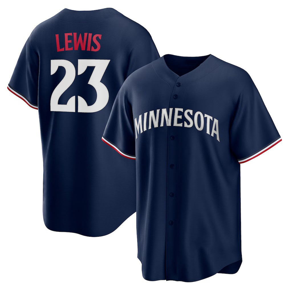 Minnesota Twins #23 Royce Lewis Navy CONTON Alternate 2 Replica Jersey