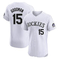 Colorado Rockies #15 Hunter Goodman Player White CONTON Limited Elite Home Stitched Jerseys