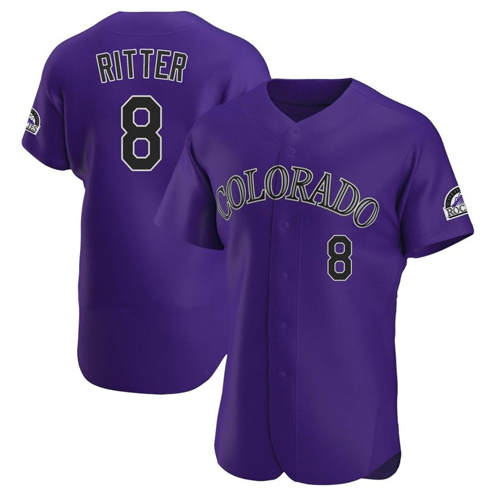 Colorado Rockies #8 Ryan Ritter Player Purple CONTON Limited Elite Home Stitched Jerseys