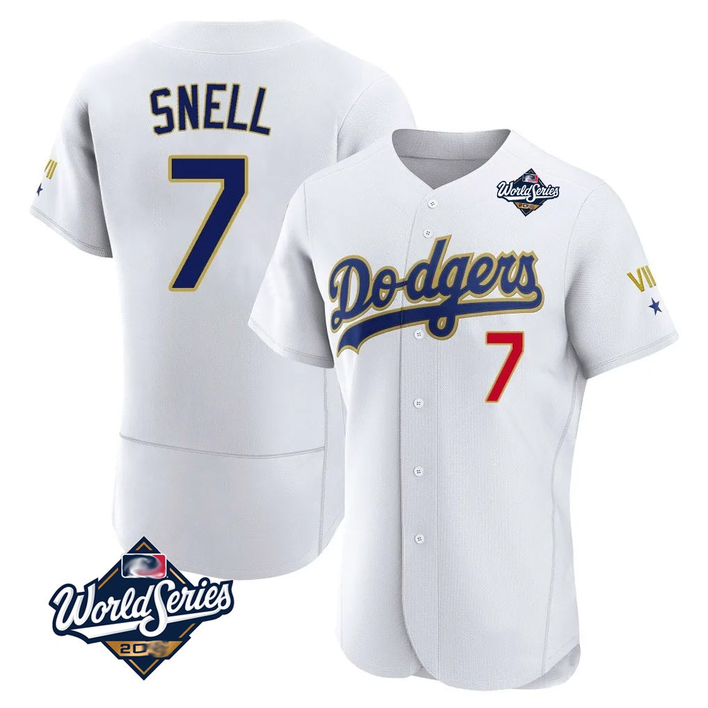 Los Angeles Dodgers #7 Blake Snell Player Gold White CONTON 2026 Collection Stadium Limited Elite World Series Stitched Jerseys