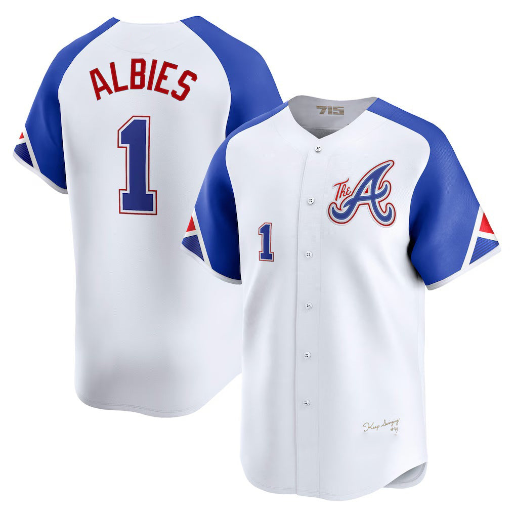 Atlanta Braves #1 Ozzie Albies White CONTON City Connect Limited Player Jersey