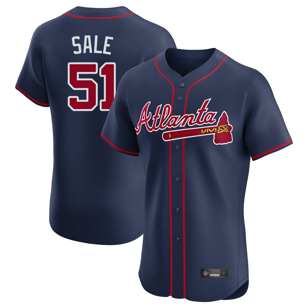 Atlanta Braves #51 Chris Sale Player Navy CONTON Limited Elite Home Game Stitched Jerseys