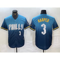 Philadelphia Phillies #3 Bryce Harper Number Blue CONTON 2024 City Connect Limited Stitched Jersey