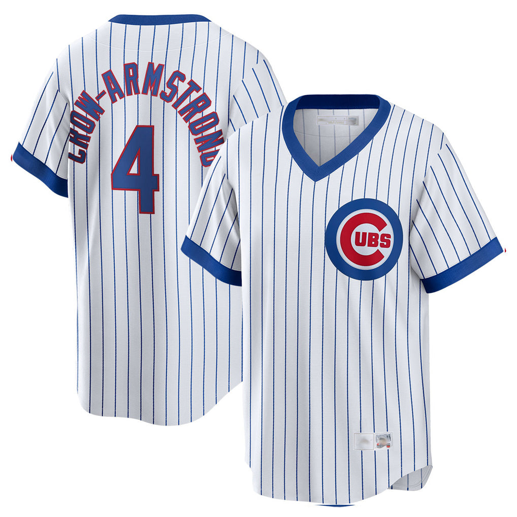 Chicago Cubs #4 Pete Crow-Armstrong Player White CONTON T-shirt Cooperstown Collection Limited Stitched Jerseys