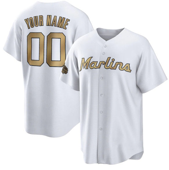 Custom Miami Marlins Active Player White CONTON 2022 All-Star Cool Base Stitched Jersey