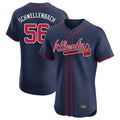 Atlanta Braves #56 Spencer Schwellenbach Player Navy CONTON Limited Elite Home Game Stitched Jerseys