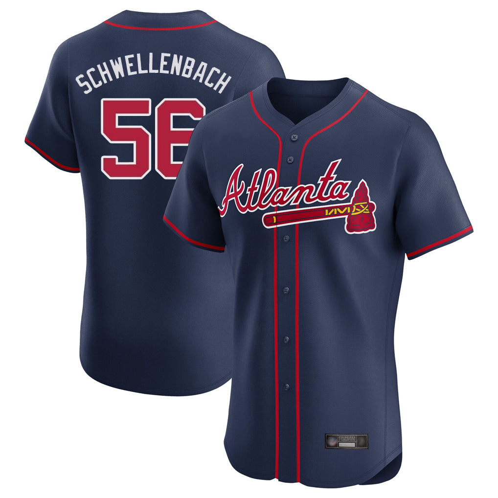 Atlanta Braves #56 Spencer Schwellenbach Player Navy CONTON Limited Elite Home Game Stitched Jerseys
