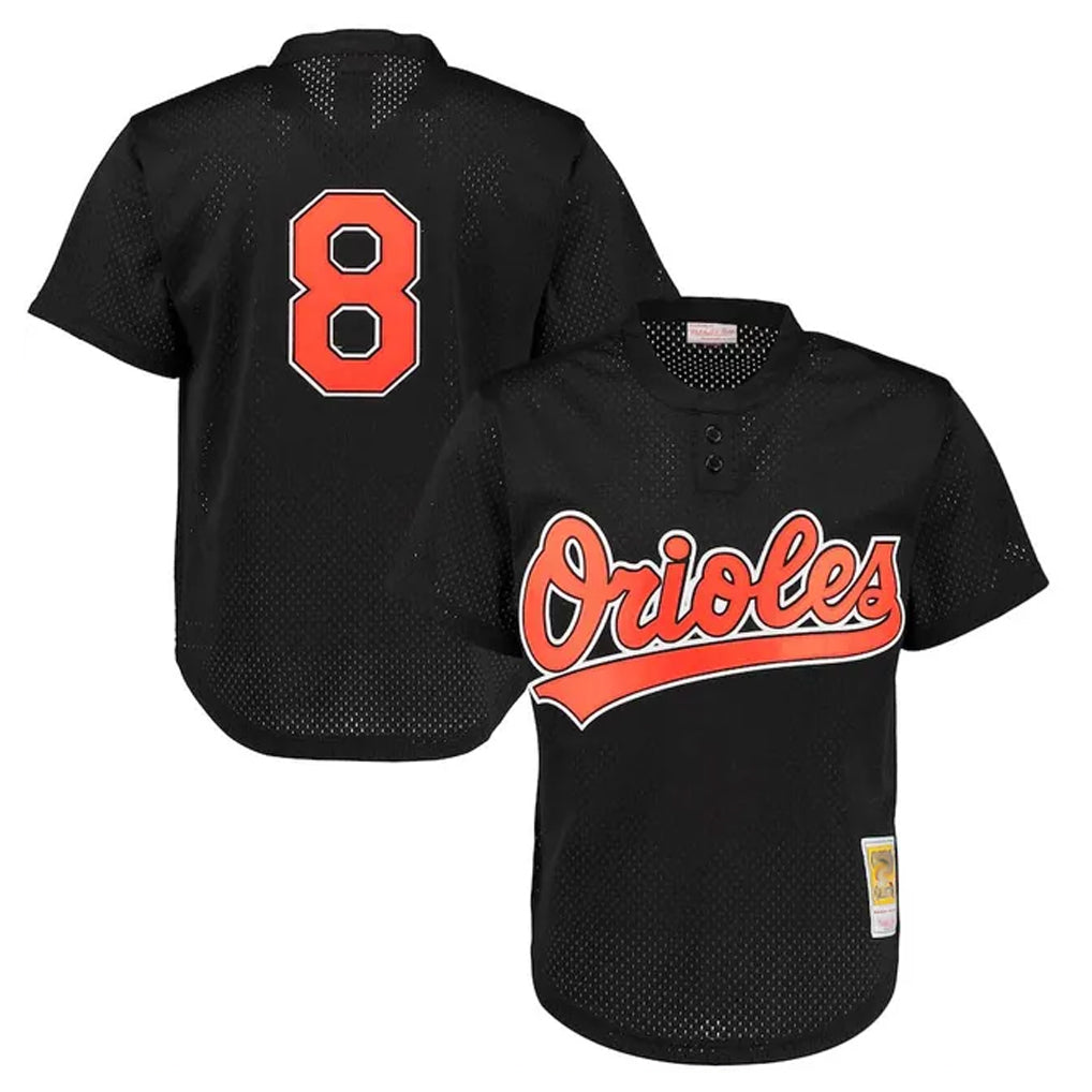 Baltimore Orioles #8 Cal Ripken Player Black CONTON Mitchell & Ness 1997 Cooperstown Mesh Game Stitched Jerseys