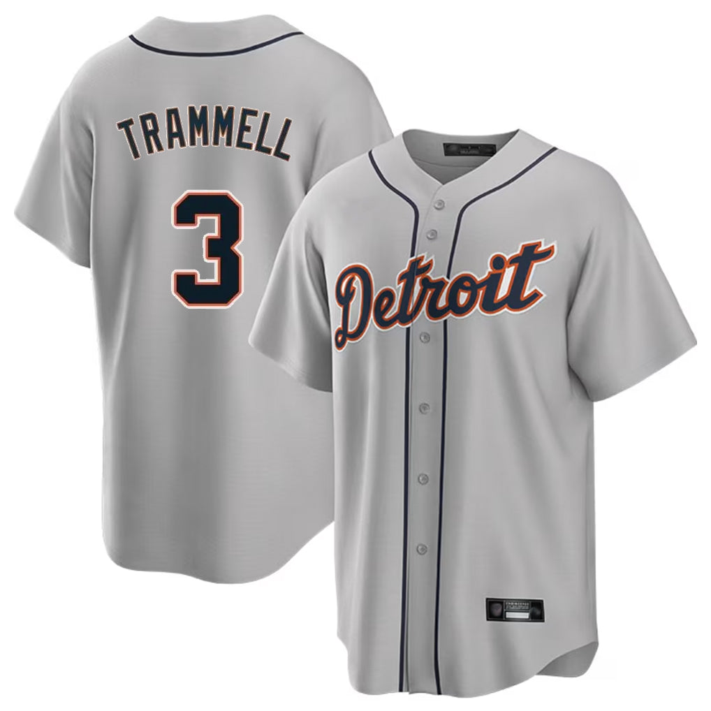 Detroit Tigers #3 Alan Trammell Player Gray CONTON Home Game Stitched Jerseys