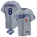 Los Angeles Dodgers #8 Enrique Hern¨¢ndez Player Gray CONTON World Series Meet Game Home Stitched Jerseys