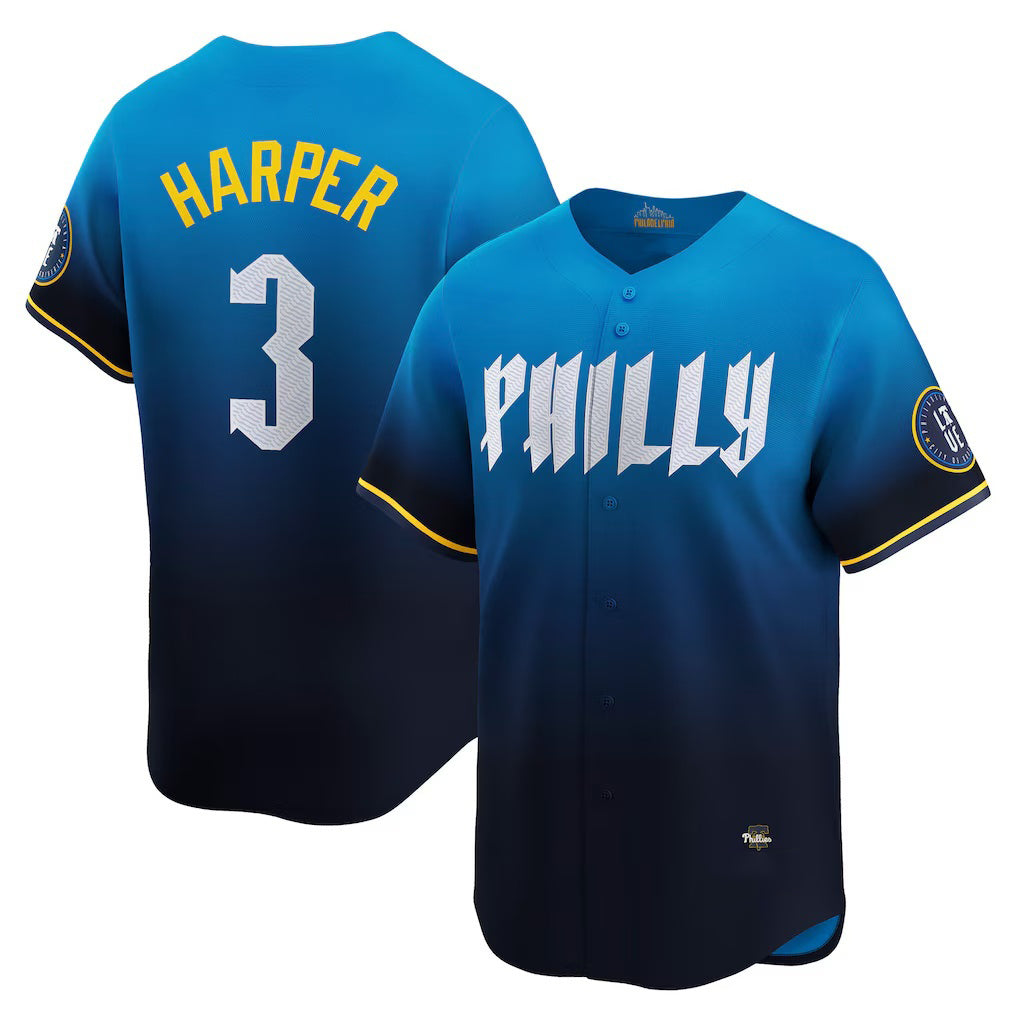 Philadelphia Phillies #3 Bryce Harper Blue CONTON City Connect Limited Player Jersey