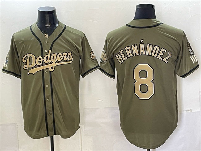 Los Angeles Dodgers #8 Enrique Hernandez Olive CONTON 2026 Armed Forces Day Stitched Jersey