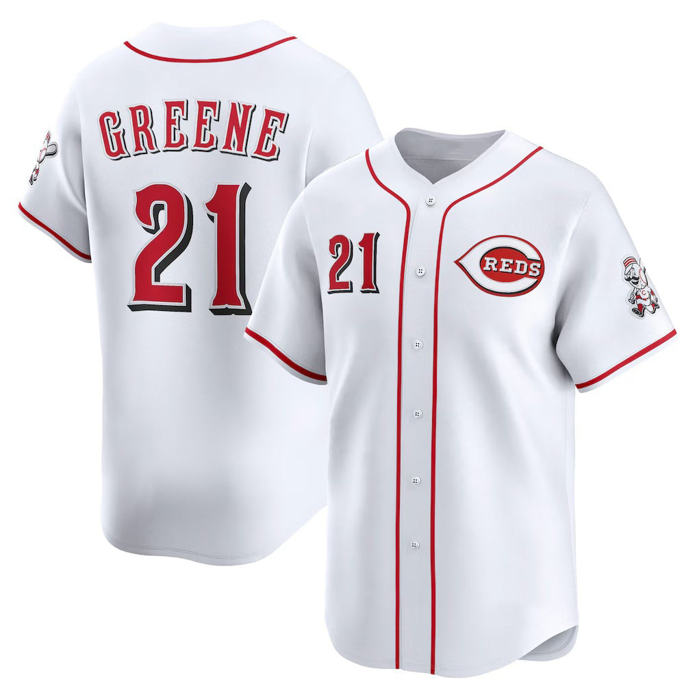 Cincinnati Reds #21 Hunter Greene White CONTON Home Limited Player Jersey