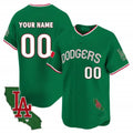 Custom Los Angeles Dodgers Mexico California Patch Vapor Premier Limited Jersey V3 ¨C Green CONTON