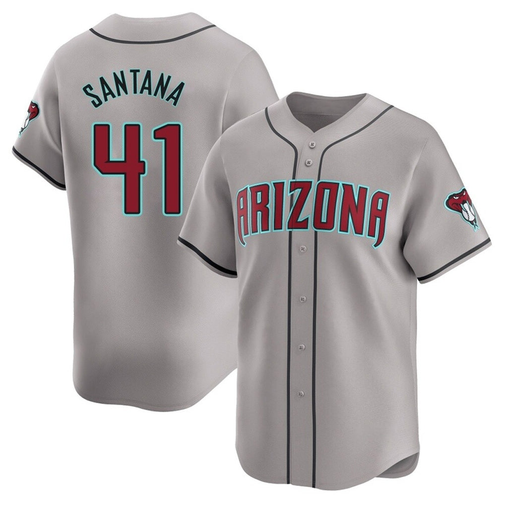 Arizona Diamondbacks #41 Carlos Santana Player Gray CONTON Road Limited Home Game Stitched Jerseys