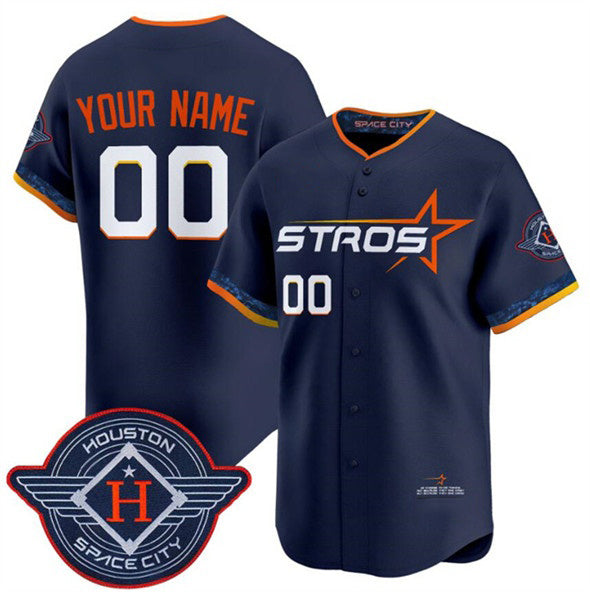 Custom Houston Astros Active Player Navy CONTON 2025 City Connect Limited Stitched Jersey