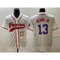 Atlanta Braves #13 Ronald Acuna Jr Number White CONTON Cool Base With Patch Stitched Jersey