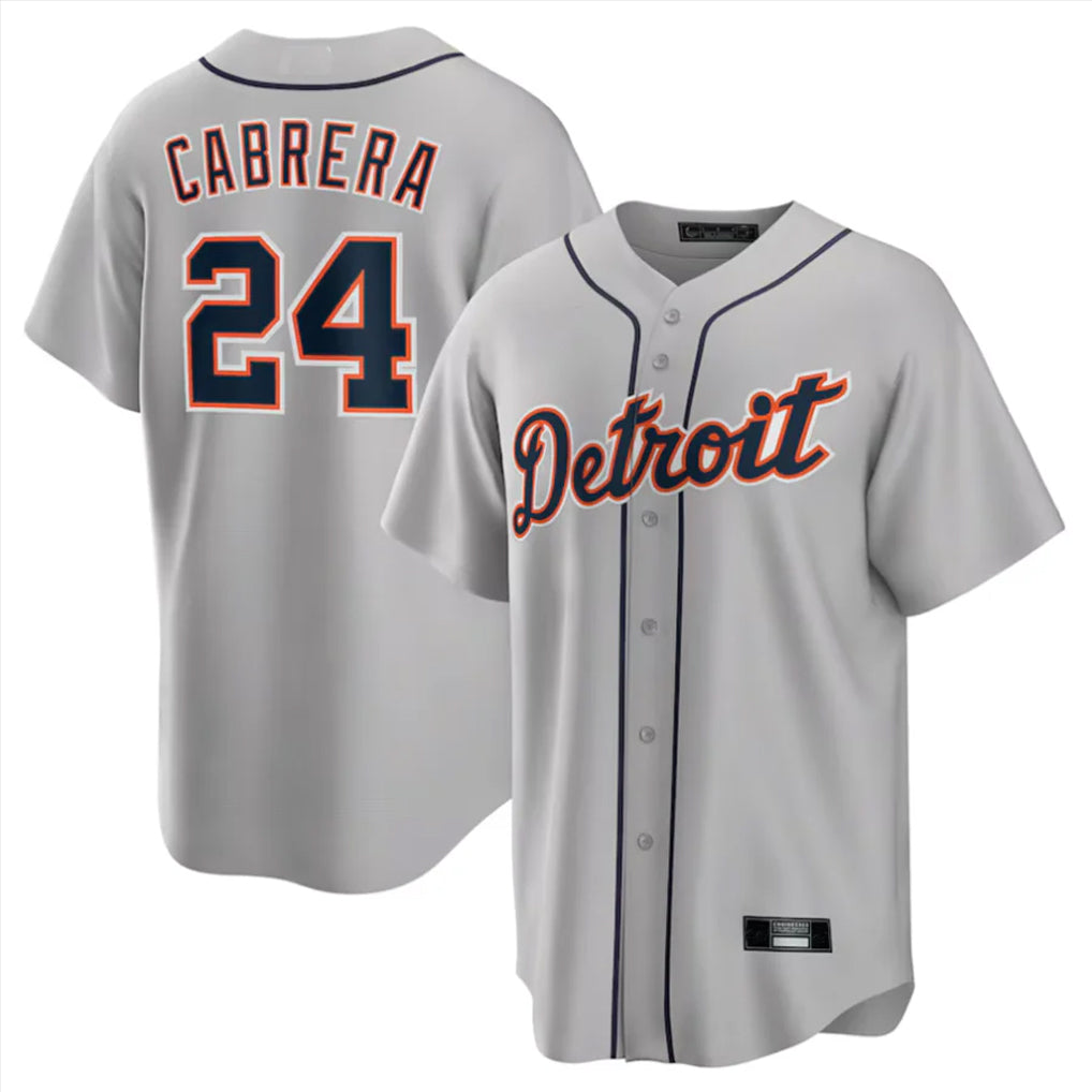 Detroit Tigers #24 Miguel Cabrera Player Gray CONTON Home Game Stitched Jerseys
