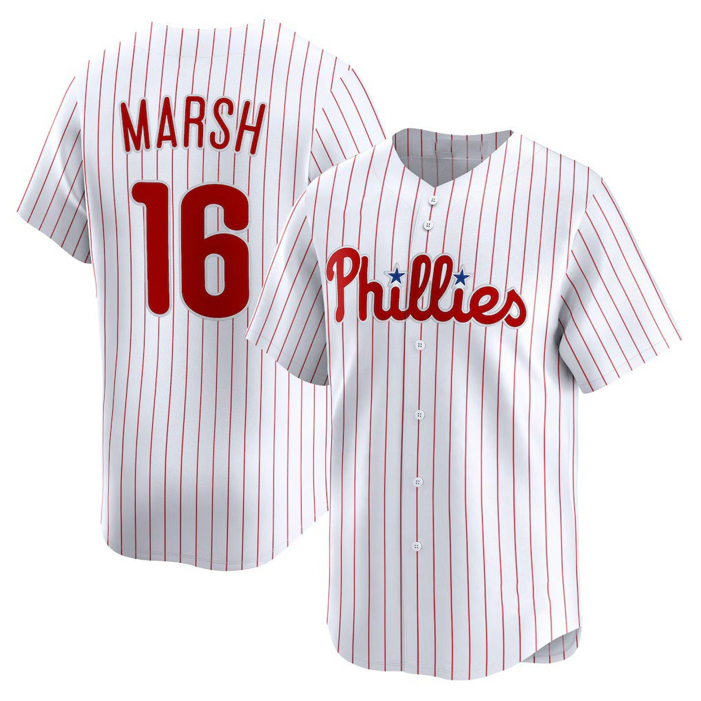 Philadelphia Phillies #16 Brandon Marsh White CONTON Home Limited Player Jersey