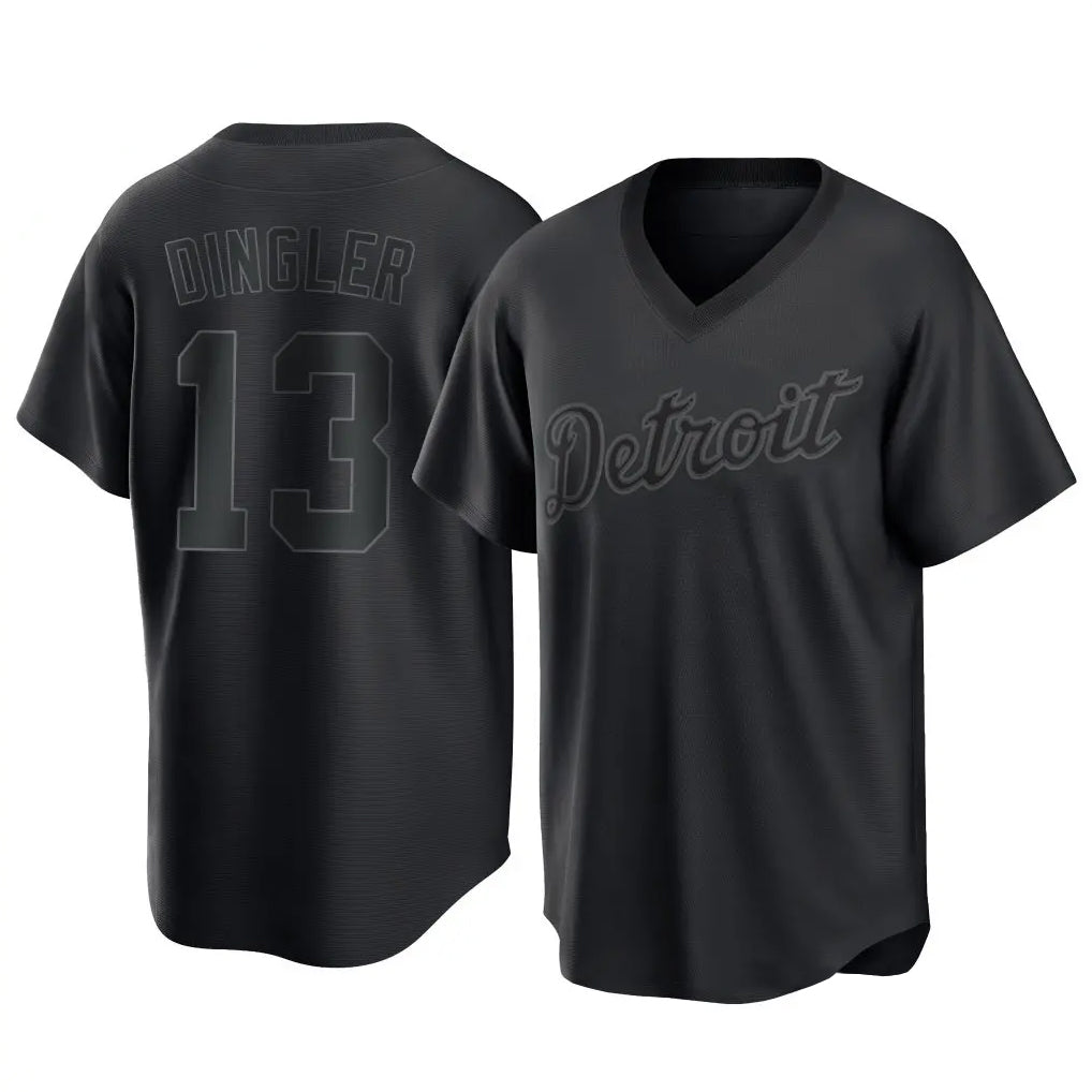 Detroit Tigers #13 Dillon Dingler Player Black CONTON T-shirt Home Game Stitched Jerseys