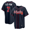 Atlanta Braves #7 Ha-Seong Kim Player Navy CONTON Home Game Stitched Jerseys