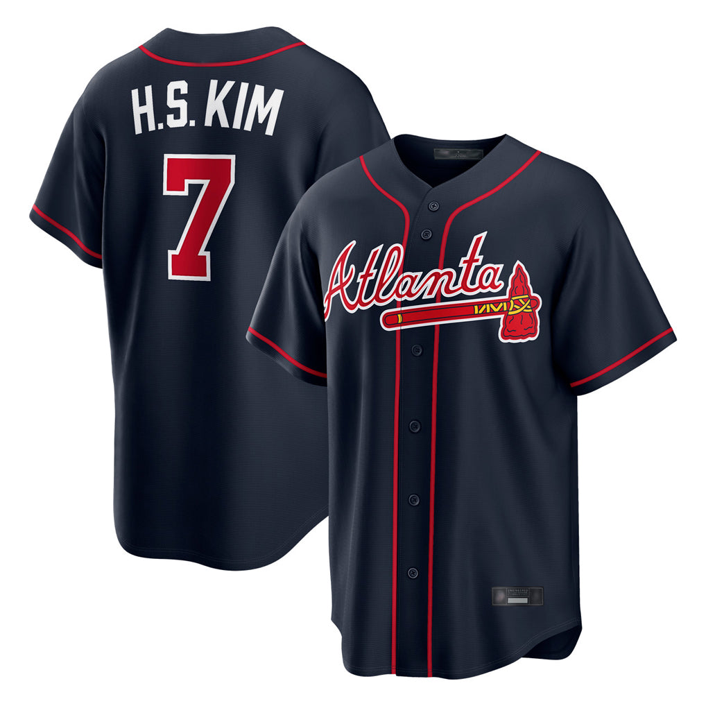 Atlanta Braves #7 Ha-Seong Kim Player Navy CONTON Home Game Stitched Jerseys