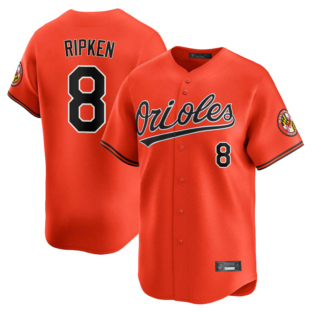 Baltimore Orioles #8 Cal Ripken Player Orange CONTON Limited Home Game Stitched Jerseys