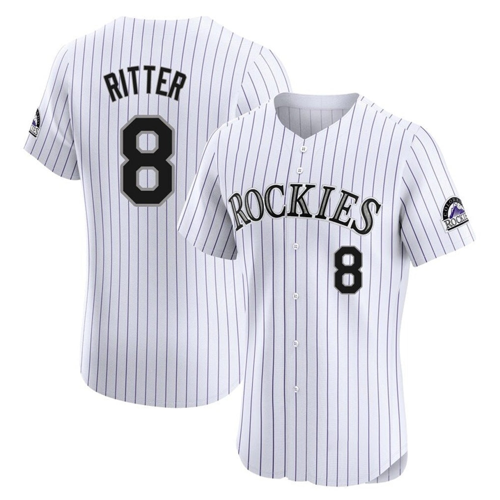 Colorado Rockies #8 Ryan Ritter Player White CONTON Limited Elite Home Stitched Jerseys