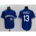 Kansas City Royals #13 Salvador Perez Number Royal CONTON Cool Base Stitched Jersey