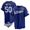 Los Angeles Dodgers #50 Mookie Betts Player Royal CONTON World Series City Connect Home Game Stitched Jerseys