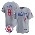 Chicago Cubs #8 Ian Happ Player Gray CONTON Road 150th Anniversary Limited Home Stitched Jerseys