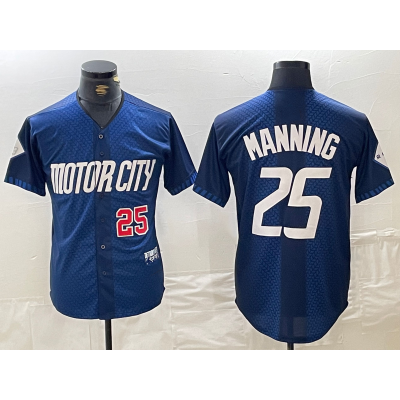 Detroit Tigers #25 Matt Manning Number 2024 Navy CONTON City Connect Cool Base Limited Stitched Jersey