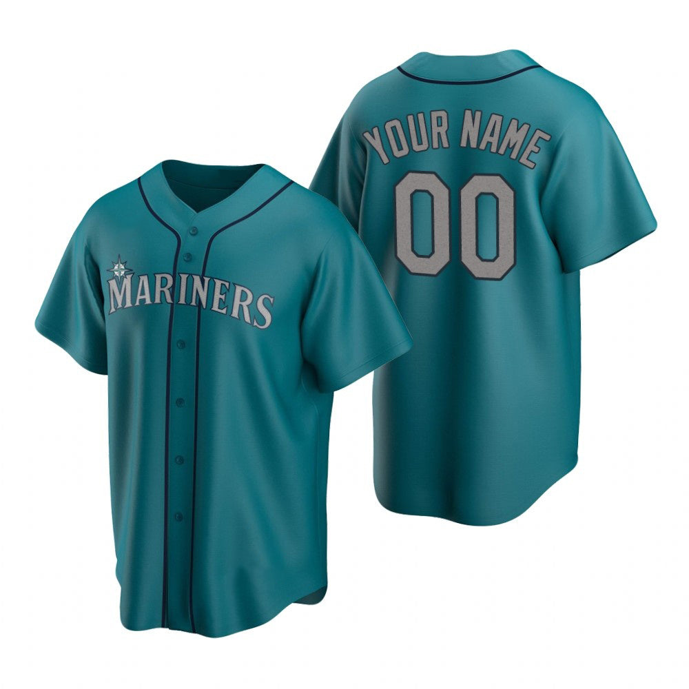 Custom Seattle Mariners Aqua CONTON Stitched Cool Base Jersey