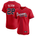 Atlanta Braves #28 Matt Olson Player Red CONTON Limited Elite Home Game Stitched Jerseys