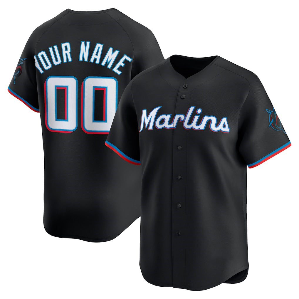 Custom Miami Marlins Black CONTON Alternate Limited Jersey