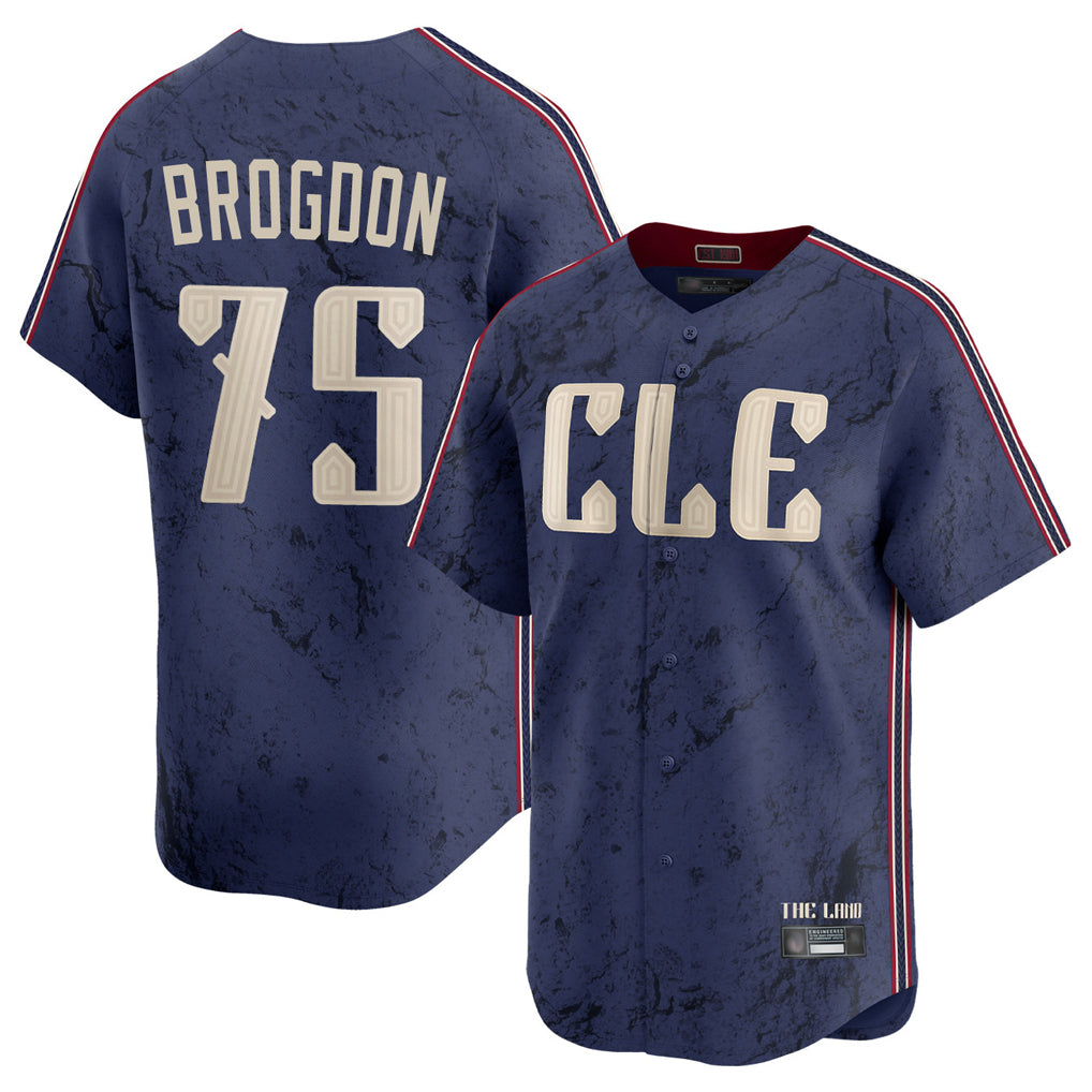 Cleveland Guardians #75 Connor Brogdon Player Navy CONTON City Connect Limited Home Stitched Jerseys
