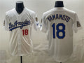 Los Angeles Dodgers #18 Yoshinobu Yamamoto White CONTON 2026 Gold Collection 9x & B2B Champs Patch Stitched Jersey
